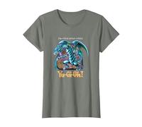 Yu-Gi-Oh! Blue Eyes White Dragon - Gráfico para Juegos PAPL2500 Camiseta, Mujer, Verde Militar Jaspeado, S