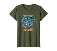 Yu-Gi-Oh! Blue Eyes White Dragon - Gráfico para Juegos PAPL2500 Camiseta, Mujer, Verde Oliva, S