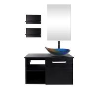 YU YUSING Juego de Muebles de baño, Armario para Debajo del Lavabo, Armario de baño con Espejo, Mueble de baño con Lavabo, Armario con Espejo, 2 estantes de Pared, Juego de Grifo (Multicolor)