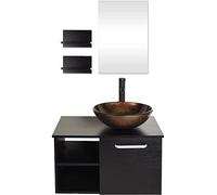 YU YUSING Juego de Muebles de baño con Lavabo, Armario de baño con Espejo, Muebles de baño con Lavabo, Armario con Espejo, 2 estantes de Pared, Juego de Grifo (marrón)