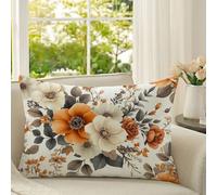 Yuammgxi Funda Cojin 40x70 cm Beige Fundas Cojines Floral Cojines Exterior Terciopelo Funda Almohada con Cremallera Invisible Cushion Covers para Decorativos Sala de Estar Sofá Dormitorio Cama 1D#267