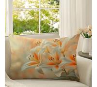 Yuammgxi Funda Cojin 50x70 cm Floral Fundas Cojines Lirio Cojines Exterior Terciopelo Funda Almohada con Cremallera Invisible Cushion Covers para Decorativos Sala de Estar Sofá Dormitorio Cama 1D#448