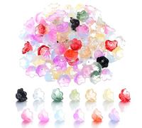 Yuanchu 120 cuentas de flores de campanilla, colores mezclados, perlas de cristal para enhebrar, perlas dulces con degradado de color flores de campanilla de cristal para manualidades, accesorios para
