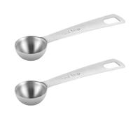 Yuanchu 2 cucharas medidoras, 1 cucharadita (5 ml, 5 cc, 1/3 cucharada), cuchara medidora de acero inoxidable, cuchara métrica plateada, diseño de mango largo estrecho para frascos de especias, café