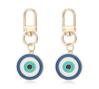 Yuanchu 2 llaveros coloridos contra el mal de ojo, protección de amuleto de buena suerte, llavero de coche, bolso, llavero para mujeres y hombres, Multicolor, 2.5X0.98in