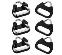 Yuanchu 6 anillos triangulares inoxidable, adaptador correa cámara compatible tapa plástico, correa hombro, gancho cinturón, Plateado, Negro, Small