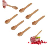 Yuanchu Cucharas pequeñas de madera, 6 cucharas de madera para comer, 3.54 pulgadas, mini cuchara pequeña hecha a mano de la naturaleza, cucharaditas de madera para tarros, azúcar, crema, miel, sal