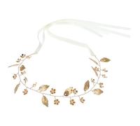 Yuanchu Diadema boho para boda, tocado dorado para novia, comunión, joya para novia, pelo dorado, niña, perla, flores, corona de pelo, accesorios para el pelo, diosa romana, hada, corona de laurel,