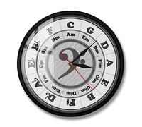 yuandd Bass Clef Circle of Fifths Hoja de Trabajo Reloj de Pared Decoración del hogar Tecla de música Teoría de la armonía Reloj de Pared Músico Compositor Artista Regalo (Marco de Metal)