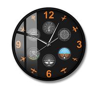 yuandd Instrumento de Vuelo con Aviones Reloj de Pared Moderno Aviador Decoración del hogar Arte de la Pared Reloj silencioso Amantes del avión Regalo de piloto (Marco de Metal)