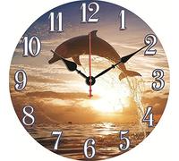 yuandd Rústico Relogio De Parede Decoración para el hogar Relojes de Pared Saltando Delfín Reloj de Pared de Cuarzo Horloge Murale Farmhouse Cocina Relojes de Pared (30cm)