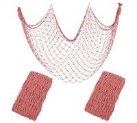 YuanDe - Red de pesca decorativa de 80 x 40 pulgadas, paquete de 2 redes de pesca grandes de sandía roja, red para colgar fotos de pared para decoración de fiesta náutica, sirena, pirata, océano