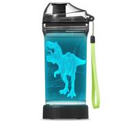 YuanDian Botella de agua Light Up para niños con diseño de dinosaurio 3D Tyrannosaurus Rex, de 14 onzas, Tritan libre de BPA, ecológica, tazas de bebida frescas, regalo para la escuela niños, niñas
