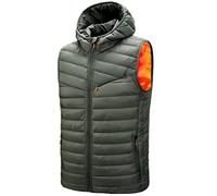 YuanDian Hombre Chaleco Acolchado Talla Grande Plumón Algodón Chaqueta Sin Mangas con Capucha Ligero Cálido Otoño Invierno Plumas Guateado ChalecosEjército L