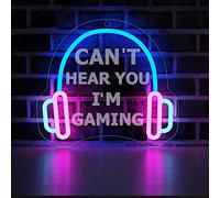 YuanDian Letrero de neón Gamer, Can't Hear You I'm Gaming LED luces de neón para decoración de pared de sala de juegos, ideas de regalo para jugadores, sobrino, hombres, adolescentes