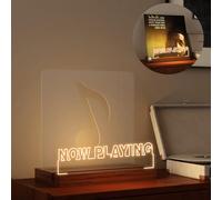YuanDian Light up Now Playing Soporte para discos de vinilo, soporte para discos giratorios, soporte de acrílico de madera para almacenamiento de pantalla de álbum de vinilo