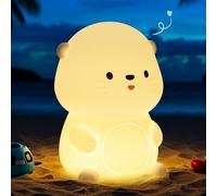 YuanDian Luz nocturna de nutria marina, regalo para bebés y adolescentes, decorar el dormitorio de los niños con una linda nutria de silicona, luz nocturna con 8 luces de colores, regalo de Navidad
