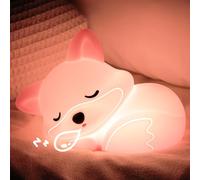 YuanDian Luz nocturna de zorro para niñas, lámpara de silicona de zorro esponjoso, regalos novedosos, temporizador recargable, regulable, luz nocturna táctil para lactancia materna y niños pequeños
