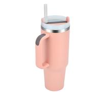 YuanDiann 1200 ml/40oz de acero inoxidable de doble pared termo con asa y tapa, taza de café para llevar, vaso grande, vaso de viaje, taza de coche, taza térmica, rosa claro