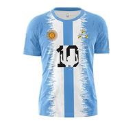 YuanDiann Argentina GANA Camisetas Conmemorativas Bandera 3 Estrellas Impresión 2022 Copa Mundial de Fútbol Camiseta Cuello Redondo Manga Corta T Shirt para Hombre y Mujer 3# L