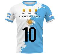 YuanDiann Argentina GANA Camisetas Conmemorativas Bandera 3 Estrellas Impresión 2022 Copa Mundial de Fútbol Camiseta Cuello Redondo Manga Corta T Shirt para Hombre y Mujer1# XS