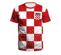 YuanDiann Qatar Copa Mundial de Fútbol Camiseta Fans 3D Impresión de Banderas Nacionales Manga Corta Cuello Redondo Deporte Suelto Secado Rápido Elástico World Cup T Shirt Croacia 4# S