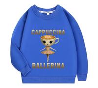 YuanDiann Sudadera con capucha bailarina para niños, 100% algodón, color rojo cerebro italiano, estampado divertido, cuello redondo, camiseta de regalo para niños y niñas, azul cobalto, 130