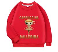YuanDiann Sudadera con capucha bailarina para niños, 100% algodón, color rojo cerebro italiano, estampado divertido, cuello redondo, camiseta de regalo para niños y niñas, rojo, 130