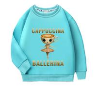 YuanDiann Sudadera con capucha bailarina para niños, 100% algodón, color rojo cerebro italiano, estampado divertido, cuello redondo, camiseta de regalo para niños y niñas, azul oscuro, 130