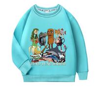 YuanDiann Sudadera Italian Brainrot para Niños Sin Capucha con Estampado Tung Tung Tung Sahur 100% Algodón Top Deportivo Casual para Niños y Niñas, azul oscuro, 120