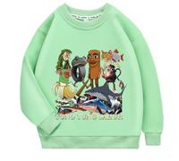 YuanDiann Sudadera Italian Brainrot para Niños Sin Capucha con Estampado Tung Tung Tung Sahur 100% Algodón Top Deportivo Casual para Niños y Niñas, verde hierba, 130