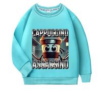 YuanDiann Sudadera para niños Cappuccino Assassino Sudadera Niños Niñas Italiano Rojo Cerebro Estampado 100% Algodón Cuello Redondo Deporte Casual Jersey Top, azul oscuro, 160