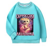 YuanDiann Sudadera para niños y niñas, bailarina, capuchina, sudadera para niños, otoño e invierno, 100% algodón, color rojo cerebro italiano, cuello redondo, sin capucha, top de regalo, azul oscuro