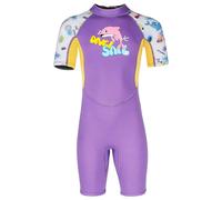 YuanDiann Traje de neopreno para niños de 2,5 mm Shorty de una pieza para niños y niñas, traje de baño térmico de neopreno, manga corta, buceo, buceo, surf, traje de buceo, traje de buceo 5# morado S