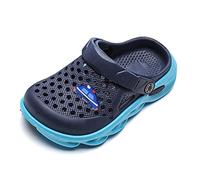 YuanDiann Zuecos de Playa Niños Mulas Sandalias de Jardin Niñas Zapatillas Verano EVA Resistente Desgaste Antideslizante Respirable Bebes Infantiles Zapatos Surf Agua (Azul Oscuro + Azul Claro 35 EU)