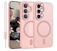YUANDMI Funda magnética para Samsung Galaxy S25 compatible con MagSafe, funda para Samsung Galaxy S25 translúcida mate Case Ultra-fina silicona antideslizante resistente a los arañazos, rosa