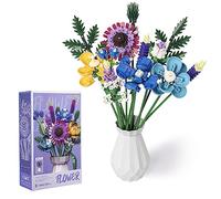 Yuandream Bloques de Construcción de Ramo de Flores de Jarrón, 528 PCS Decoración del Hogar Plantas Artificiales, Flores Artificiales Regalos para Mujer y Hombre de Navidad (Morado)