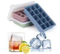 Yuandream Cubiteras para Hielo Grande con Tapa, 3 Piezas Cubiteras para Hielo Silicona, 45 3,5cm Bandejas de Cubitos de Hielo Cuadrados para Alimentos para Bebés, Whisky, Cócteles