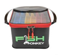 YUANGANG Caja de aparejos de pesca, bandejas de almacenamiento de aparejos de pesca, cubo de almacenamiento de señuelos de EVA, contenedor de 48 ranuras con 6 divisores para equipo de pesca en barco