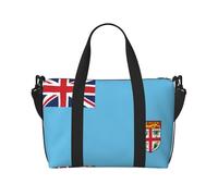 YUANGJHOP Bolsa de viaje de mano con estampado de bandera de Fiji, bolso de mano para mujer, bolso de hombro grande con cremallera.
