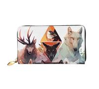 yuangjhop Cartera de piel de lobos y renos. Diseño elegante con múltiples ranuras para tarjetas, compartimento para dinero en efectivo y cuero duradero. Para mujer.