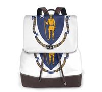 yuangjhop Mochila de piel sintética para laptop con la bandera del estado de Massachusetts, mochila de trabajo para mujer, mochila de viaje a la moda, cartera para viajes, universidad, trabajo