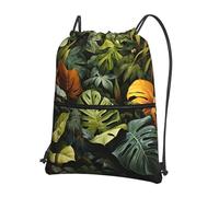yuangjhop Mochila deportiva con cordón de hojas de palmera tropical, material impermeable, adecuada para gimnasio, compras, deportes, yoga, viajes.