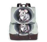 yuangjhop Mouse in the Hole - Mochila de piel sintética para laptop, para mujer, mochila de trabajo, mochila de viaje a la moda, cartera para viajes, universidad, trabajo, elegante, clásica.
