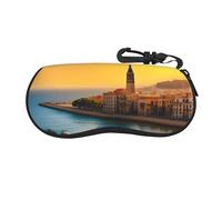 yuangjhop Sunset in Barcelona - Funda protectora para gafas de sol de neopreno ultraligero con cremallera y clip para cinturón para mujer