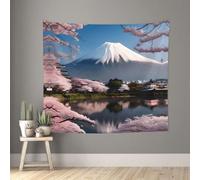 yuangjhop Tapiz de pared con diseño de monte Fuji a principios de primavera, 152 x 129,5 cm, para dormitorio, sala de estar, dormitorio, decoración del hogar