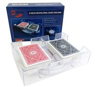 Yuanhe Bandeja giratoria de cartas de 2 barajas, soporte para cartas