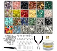 YUANHEHE Set de Joyería para Hacer con Perlas de Piedras Preciosas Naturales 24 Colores 5-8 mm Perlas Irregulares de Piedra Natural para Enhebrar, Kit de Manualidades DIY para Pulseras, Anillos y