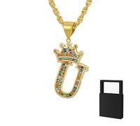 YUANHUYUOU Collar con Iniciales - Colgante con Letras del Alfabeto de la A a la Z, Regalo Personalizado para Mamá, Esposa o Novia en Cumpleaños o Aniversario (U)