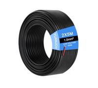 Yuanjoy 2 Conductores 1,0mm² 5 Metros Cable de Alimentación - Cable Flexible Redondo Aislado con PVC, Negro, para Caravanas, Camiones, Equipos Industriales